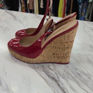 Yves Saint Laurent Red Patent Leather Wedge Heels